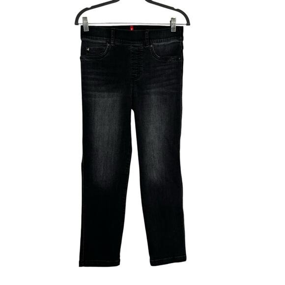Spanx Washed Black Elastic Pull On Waist Straight Leg Cropped Jegging Pant Small - Picture 1 of 7
